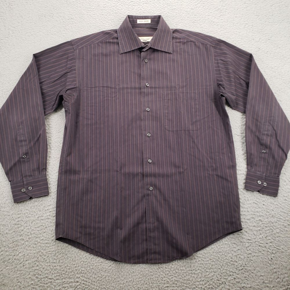 Pronto Uomo Shirt Mens Medium Black Striped Button Up Long Sleeve Classic Pocket